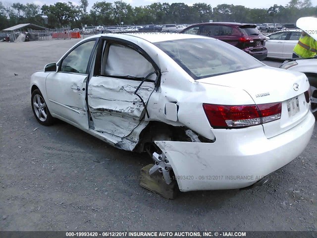 5NPEU46F16H085620 - 2006 HYUNDAI SONATA GLS/LX WHITE photo 3