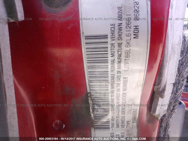 1J7FT66L6KL612661 - 1989 JEEP COMANCHE ELIMINATOR RED photo 9