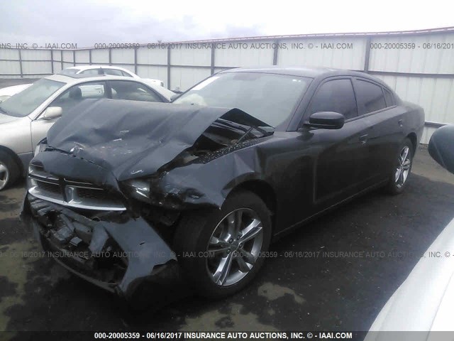 2C3CDXFG3DH568425 - 2013 DODGE CHARGER V6 BLACK photo 2