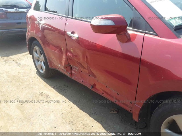 5J8TB18567A017615 - 2007 ACURA RDX TECHNOLOGY RED photo 6