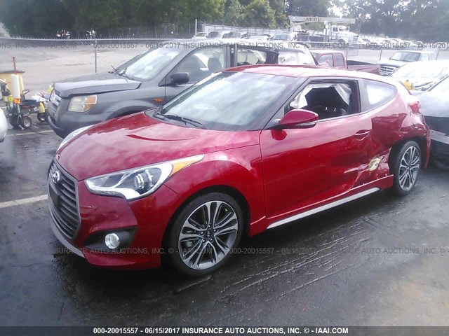 KMHTC6AE3GU287110 - 2016 HYUNDAI VELOSTER TURBO RED photo 2