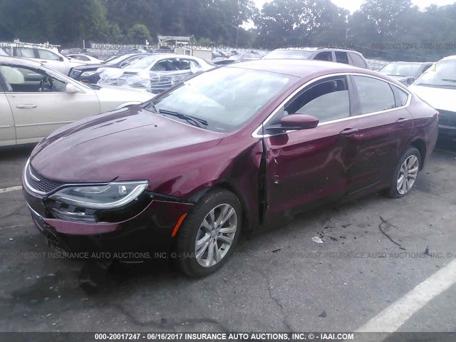 1C3CCCABXFN591153 - 2015 CHRYSLER 200 LIMITED RED photo 2