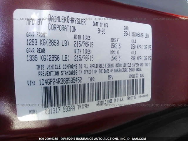 1D4GP24R36B535452 - 2006 DODGE GRAND CARAVAN SE RED photo 9