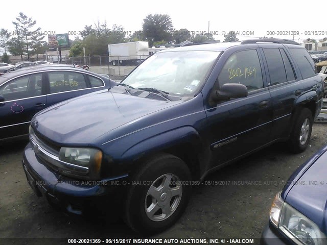 1GNDT13S022406578 - 2002 CHEVROLET TRAILBLAZER  BLUE photo 2