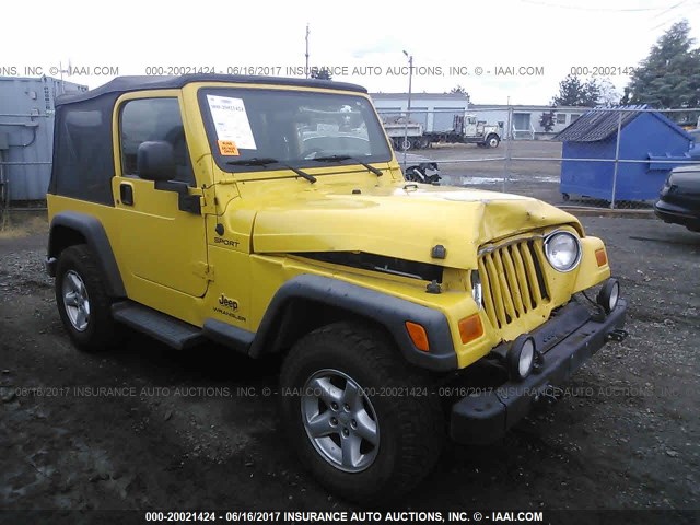 1J4FA49S44P734442 - 2004 JEEP WRANGLER / TJ SPORT YELLOW photo 1