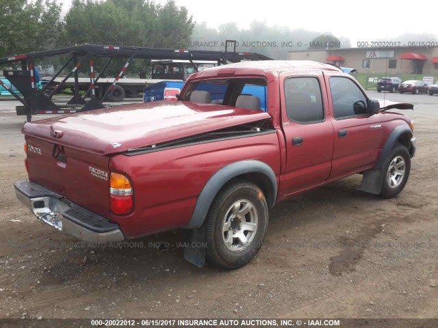 5TEGN92NX1Z832296 - 2001 TOYOTA TACOMA DOUBLE CAB PRERUNNER MAROON photo 4