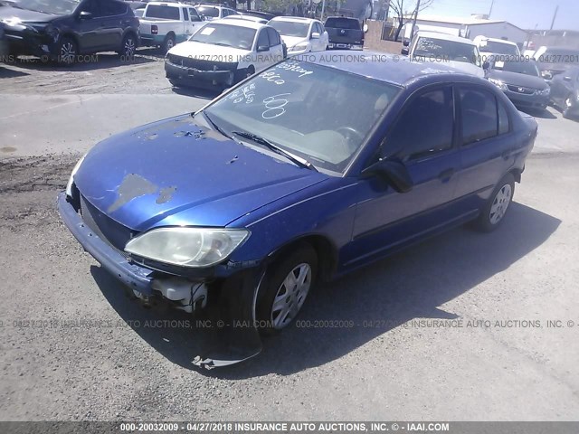 2HGES16395H567206 - 2005 HONDA CIVIC DX VP BLUE photo 2