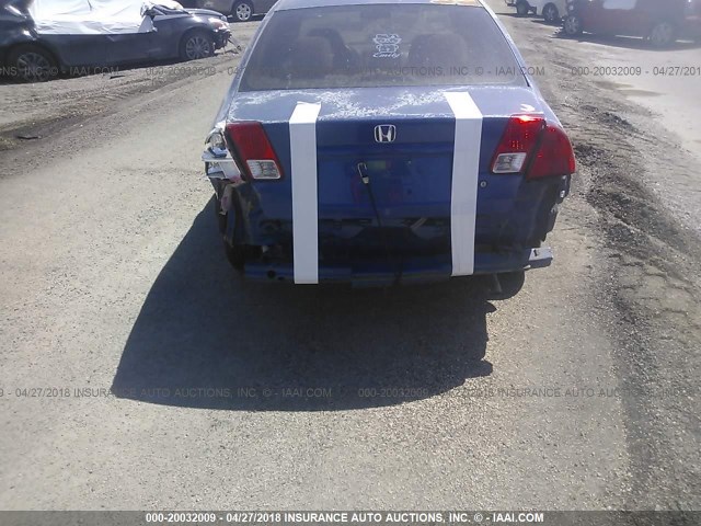 2HGES16395H567206 - 2005 HONDA CIVIC DX VP BLUE photo 6