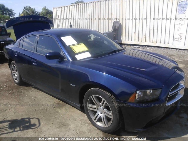 2C3CDXCT9EH113744 - 2014 DODGE CHARGER R/T BLUE photo 1