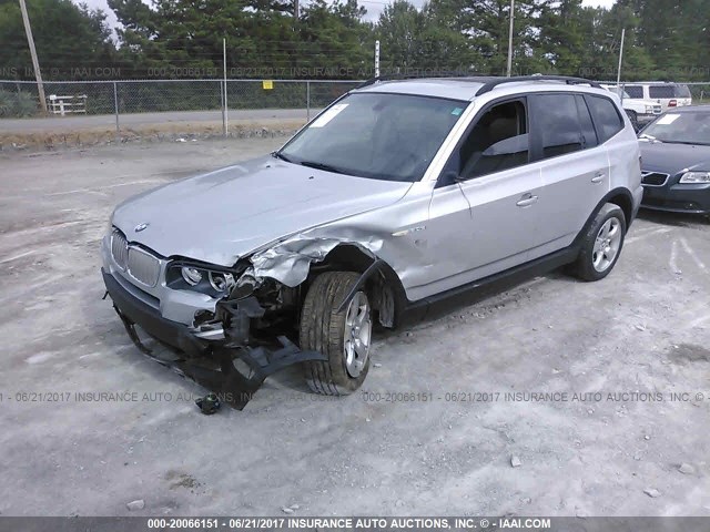 WBXPC93427WF06810 - 2007 BMW X3 3.0SI SILVER photo 2