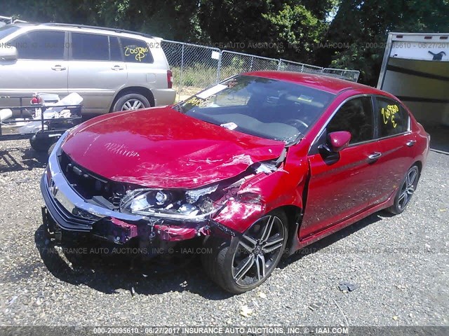 1HGCR2F55GA150905 - 2016 HONDA ACCORD SPORT წითელი ფოტო 2