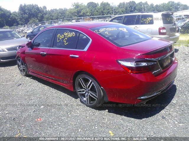 1HGCR2F55GA150905 - 2016 HONDA ACCORD SPORT RED photo 3