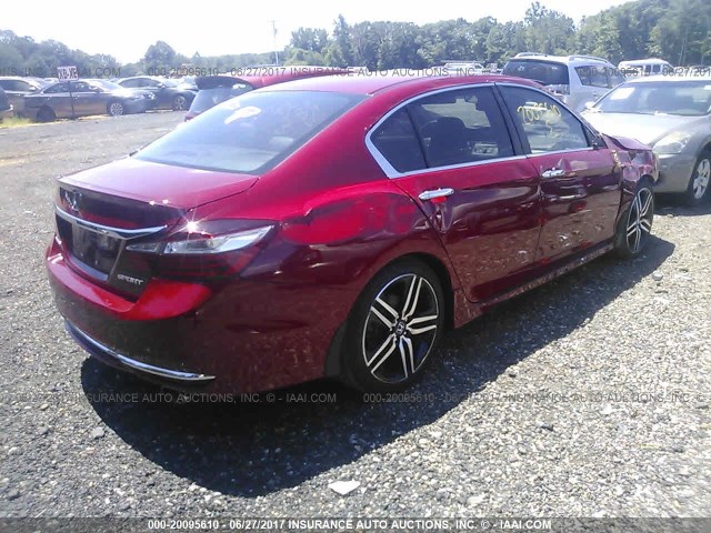 1HGCR2F55GA150905 - 2016 HONDA ACCORD SPORT წითელი ფოტო 4