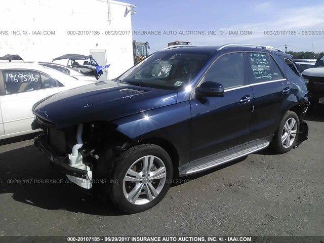 4JGDA5HB1FA598566 - 2015 MERCEDES-BENZ ML 350 4MATIC BLUE photo 2