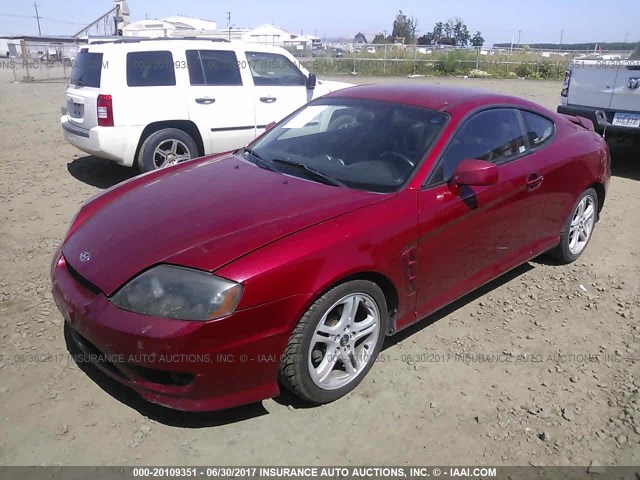 KMHHN65F26U210245 - 2006 HYUNDAI TIBURON GT/SE/GT LIMITED RED photo 2