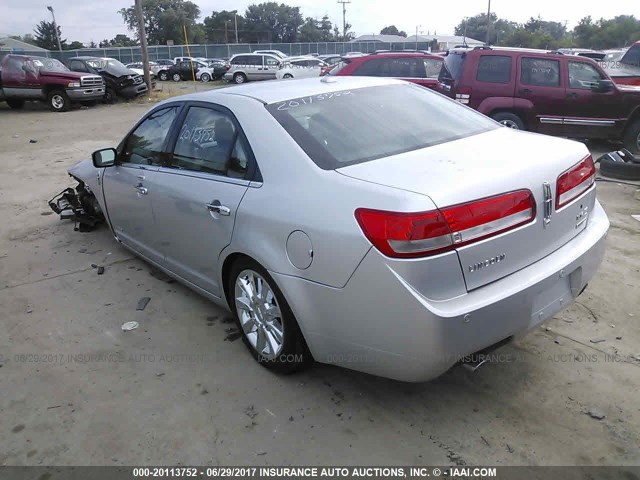 3LNDL2L36CR834770 - 2012 LINCOLN MKZ HYBRID SILVER photo 3