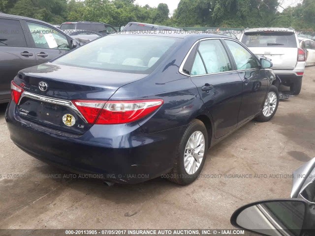 4T4BF1FK4GR571016 - 2016 TOYOTA CAMRY LE/XLE/SE/XSE BLUE photo 4
