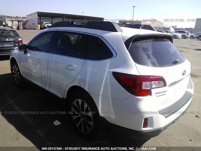 4S4BSANC4H3323789 - 2017 SUBARU OUTBACK 2.5I LIMITED WHITE photo 3