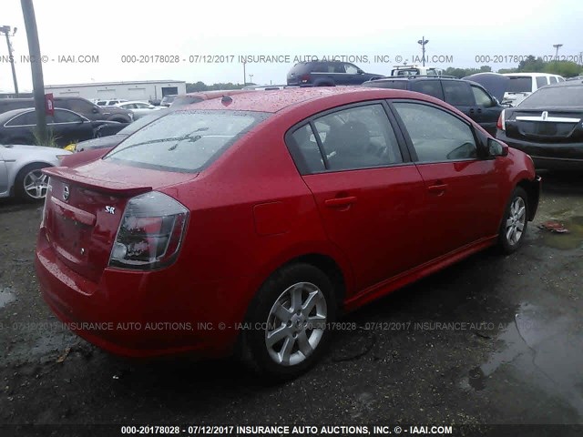 3N1AB6AP5CL662034 - 2012 NISSAN SENTRA 2.0/2.0S/SR/2.0SL RED photo 4