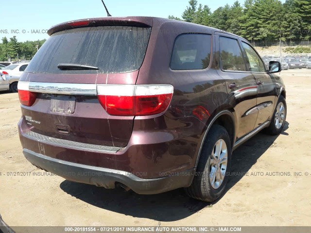 1C4RDJAG5CC147074 - 2012 DODGE DURANGO SXT BURGUNDY photo 4