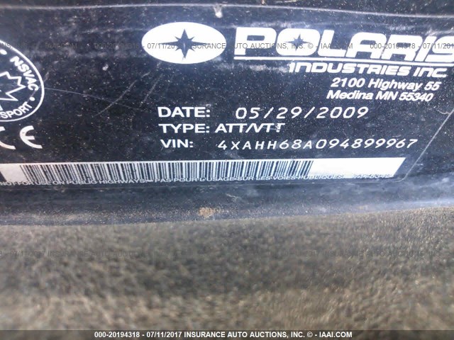 4XAHH68A094899967 - 2009 POLARIS RANGER XP-700 EFI BLACK photo 10