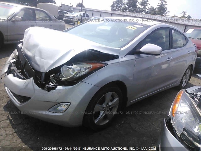 KMHDH4AE4CU401765 - 2012 HYUNDAI ELANTRA GLS/LIMITED SILVER photo 2