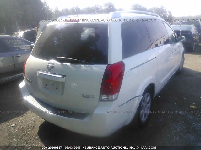 5N1BV28U48N118091 - 2008 NISSAN QUEST S/SE/SL WHITE photo 4