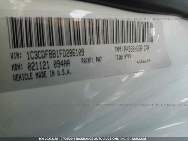 1C3CDFBB1FD286109 - 2015 DODGE DART SXT WHITE photo 9