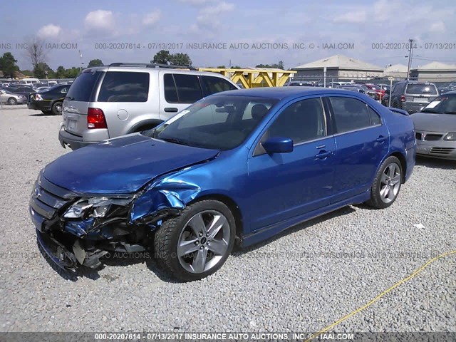 3FAHP0KC6BR153626 - 2011 FORD FUSION SPORT BLUE photo 2