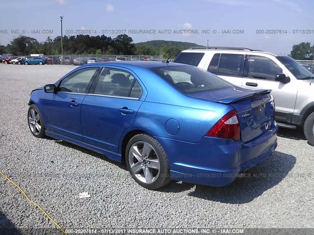 3FAHP0KC6BR153626 - 2011 FORD FUSION SPORT BLUE photo 3