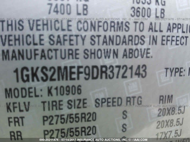 1GKS2MEF9DR372143 - 2013 GMC YUKON XL DENALI RED photo 9