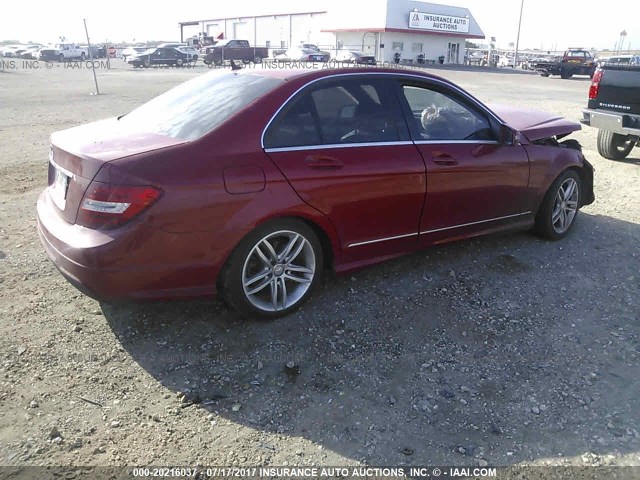 WDDGF4HB5DR280693 - 2013 MERCEDES-BENZ C 250 RED photo 4