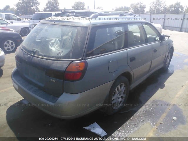 4S3BH675017643575 - 2001 SUBARU LEGACY OUTBACK AWP GREEN photo 4