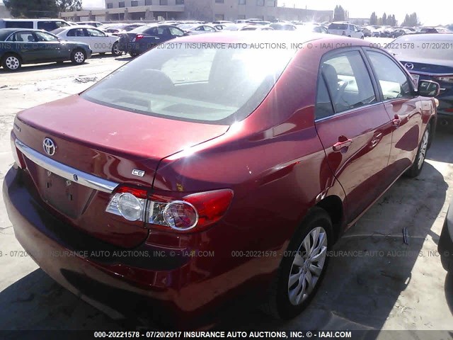 5YFBU4EE6DP122771 - 2013 TOYOTA COROLLA S/LE RED photo 4