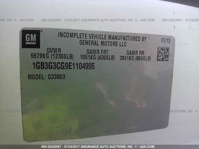 1GB3G3CG9E1104995 - 2014 CHEVROLET EXPRESS G3500  WHITE photo 10