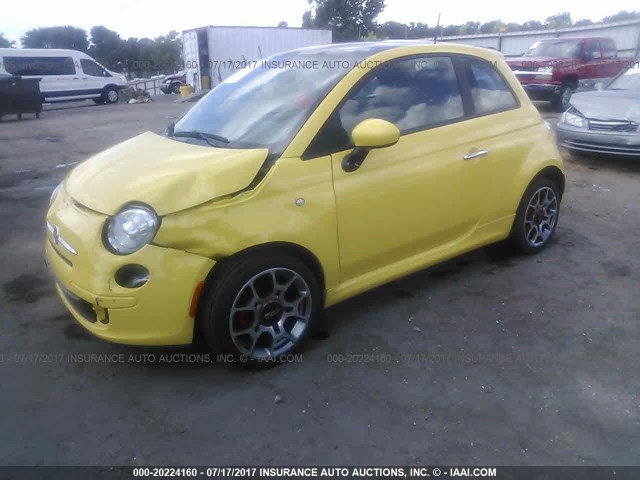 3C3CFFBR5DT573838 - 2013 FIAT 500 SPORT YELLOW photo 2