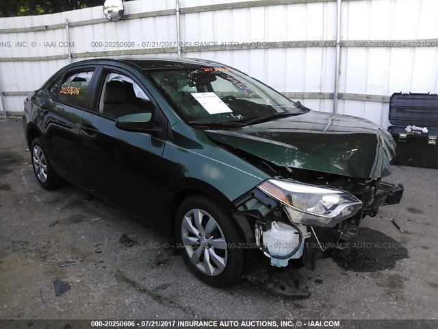 2T1BURHE8EC117534 - 2014 TOYOTA COROLLA L/LE/LE PLS/PRM/S/S PLS GREEN photo 1