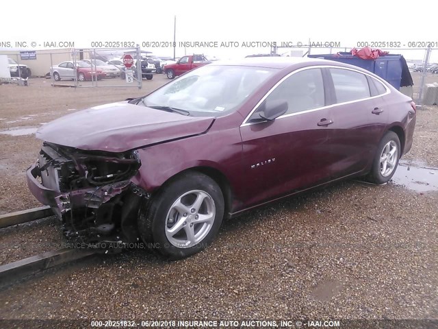1G1ZB5ST0GF219045 - 2016 CHEVROLET MALIBU LS MAROON photo 2
