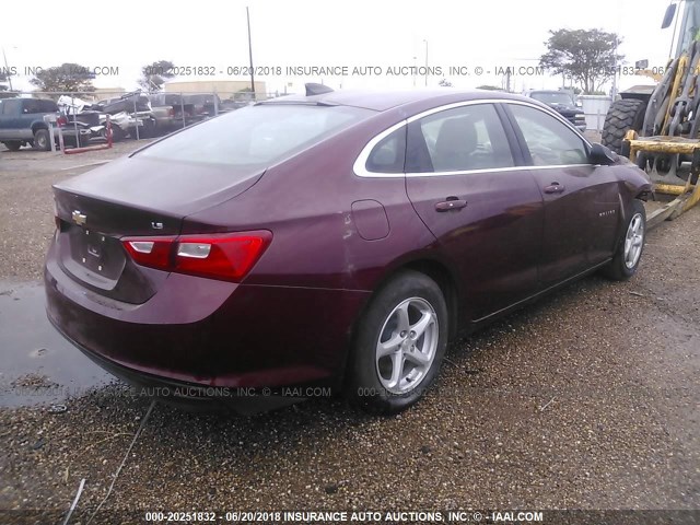 1G1ZB5ST0GF219045 - 2016 CHEVROLET MALIBU LS MAROON photo 4