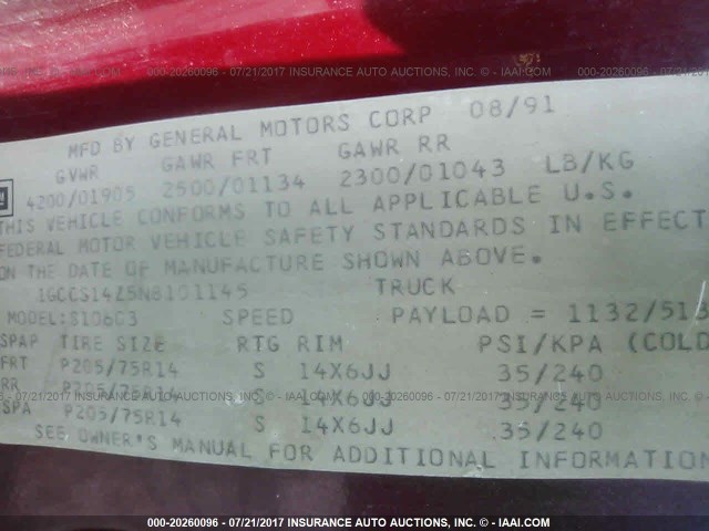 1GCCS14Z5N8101145 - 1992 CHEVROLET S TRUCK S10 RED photo 9