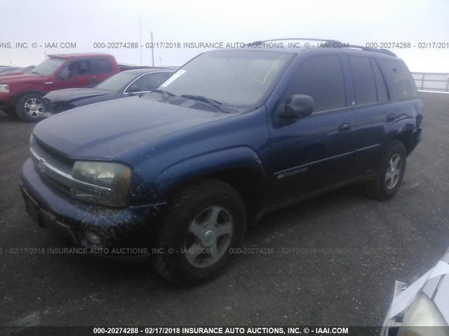 1GNDT13S532241399 - 2003 CHEVROLET TRAILBLAZER  BLUE photo 2