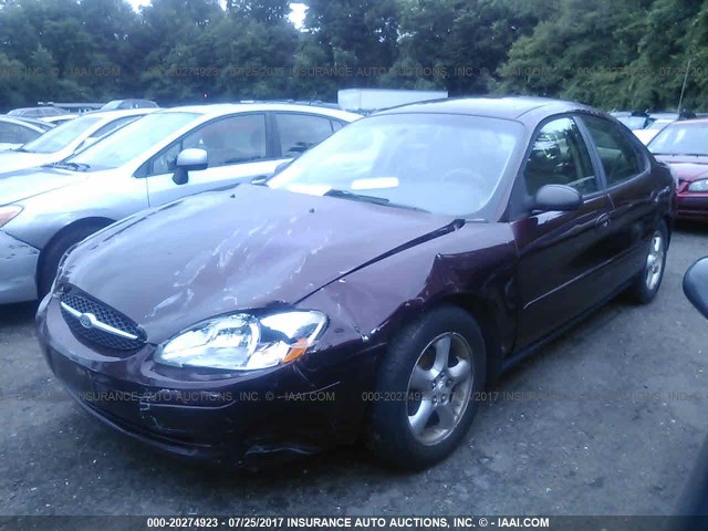 1FAFP52U4YA206467 - 2000 FORD TAURUS LX RED photo 2