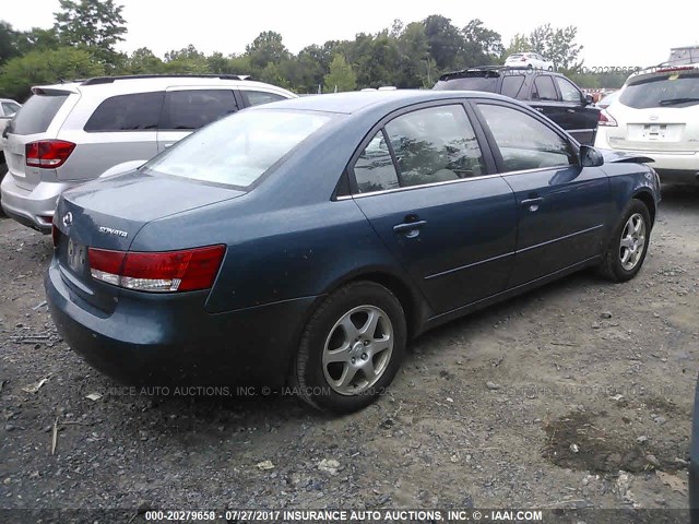 5NPEU46C76H135197 - 2006 HYUNDAI SONATA GLS/LX BLUE photo 4