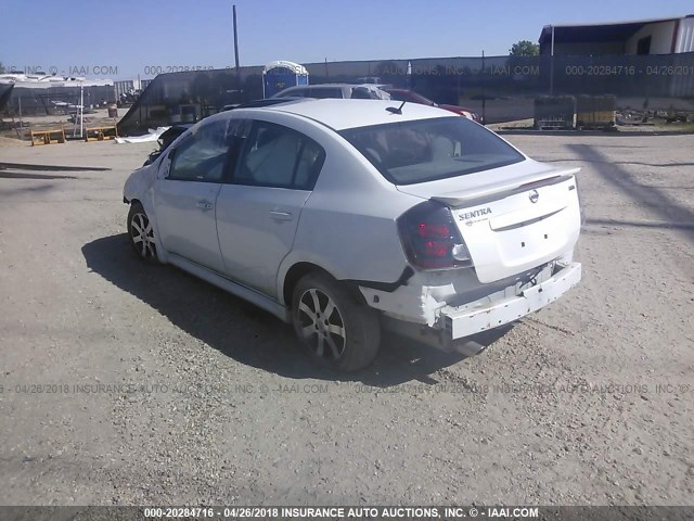 3N1AB6AP1CL783269 - 2012 NISSAN SENTRA 2.0/2.0S/SR/2.0SL WHITE photo 3