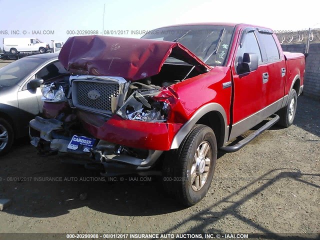 1FTPW14574KC36776 - 2004 FORD F150 SUPERCREW RED photo 2