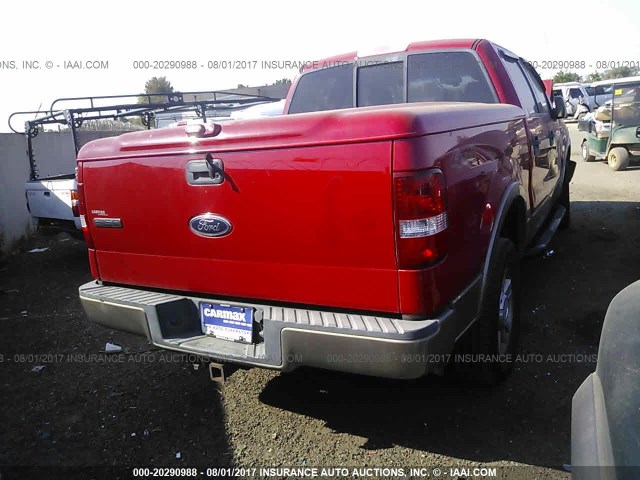 1FTPW14574KC36776 - 2004 FORD F150 SUPERCREW RED photo 4