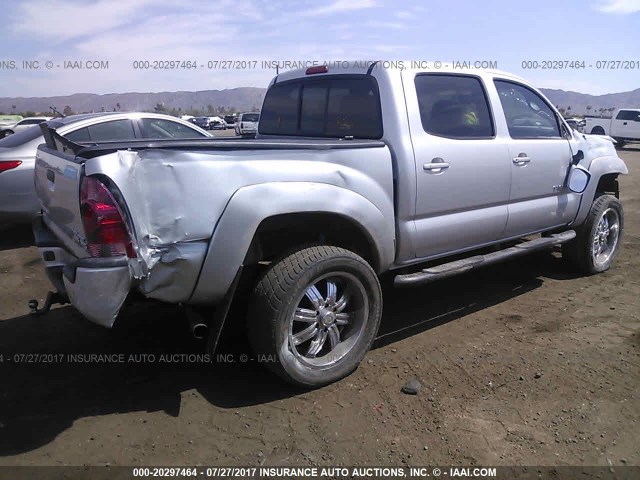 5TEJU62N57Z367877 - 2007 TOYOTA TACOMA DOUBLE CAB PRERUNNER SILVER photo 4