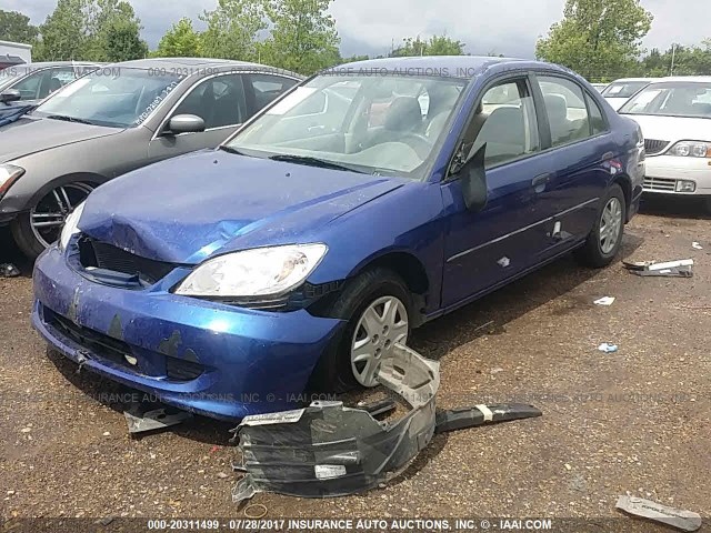 2HGES163X4H622714 - 2004 HONDA CIVIC DX VP BLUE photo 2