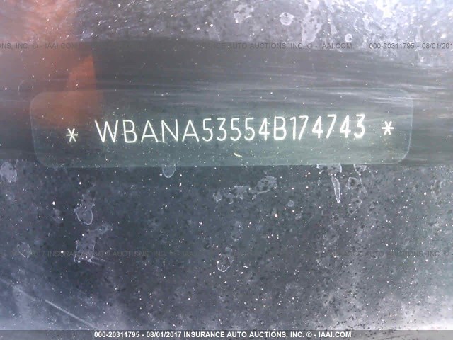 WBANA53554B174743 - 2004 BMW 525 I BLACK photo 9