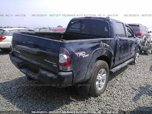 3TMJU4GN8DM143704 - 2013 TOYOTA TACOMA DOUBLE CAB PRERUNNER BLUE photo 4